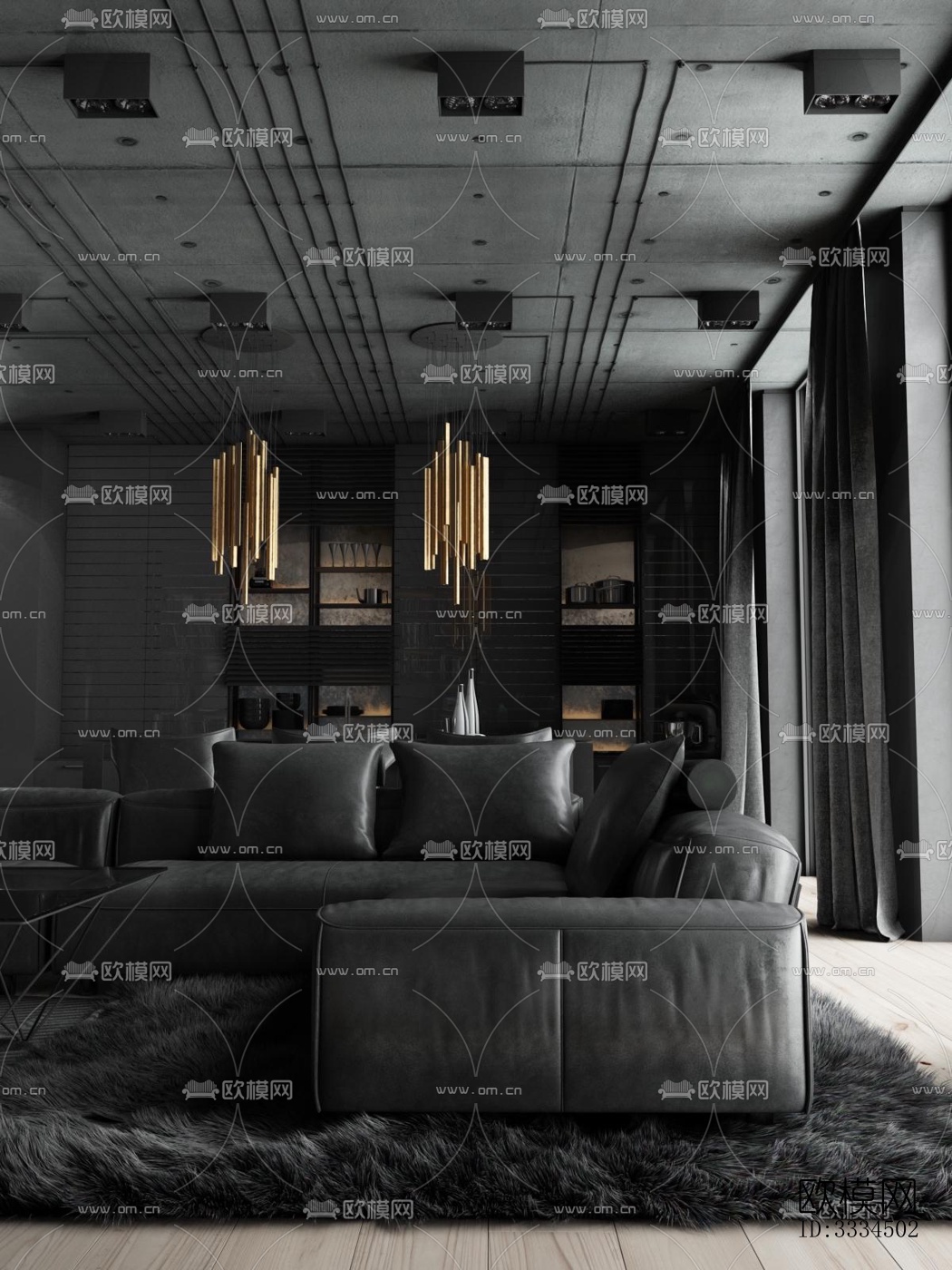 现代客厅效果图下载（渲染图4）