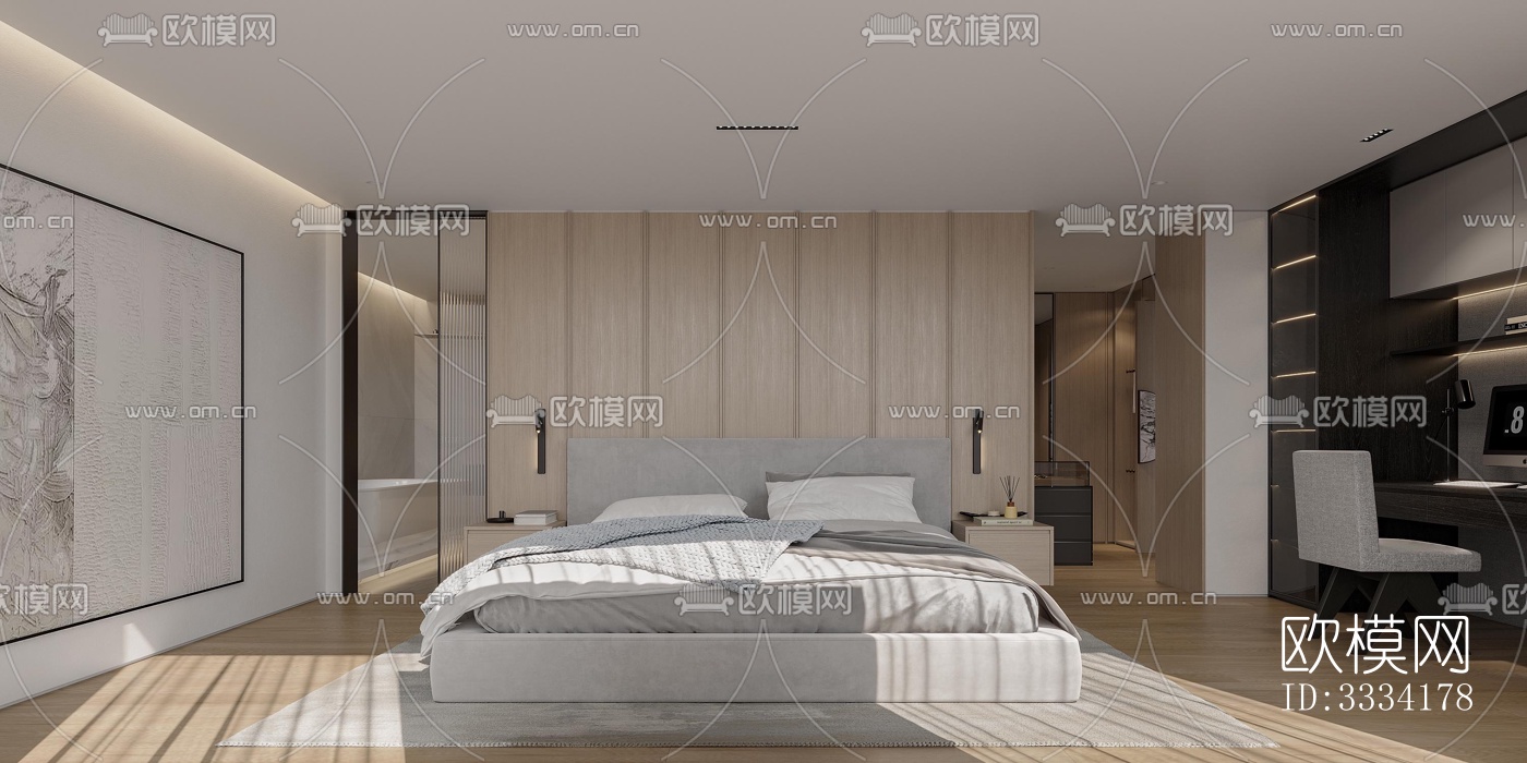 现代卧室效果图下载（渲染图3）