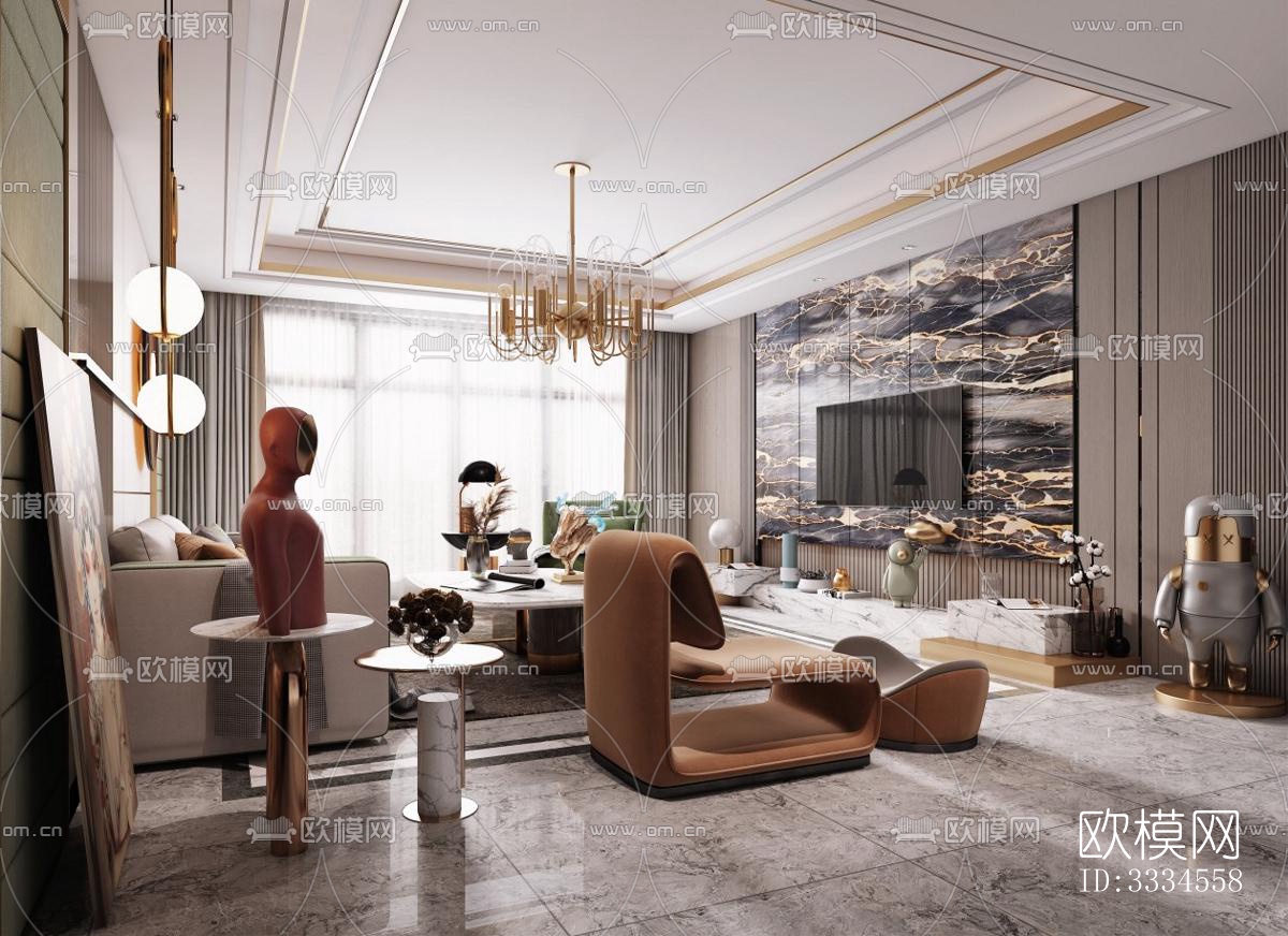 现代客厅效果图下载（渲染图2）