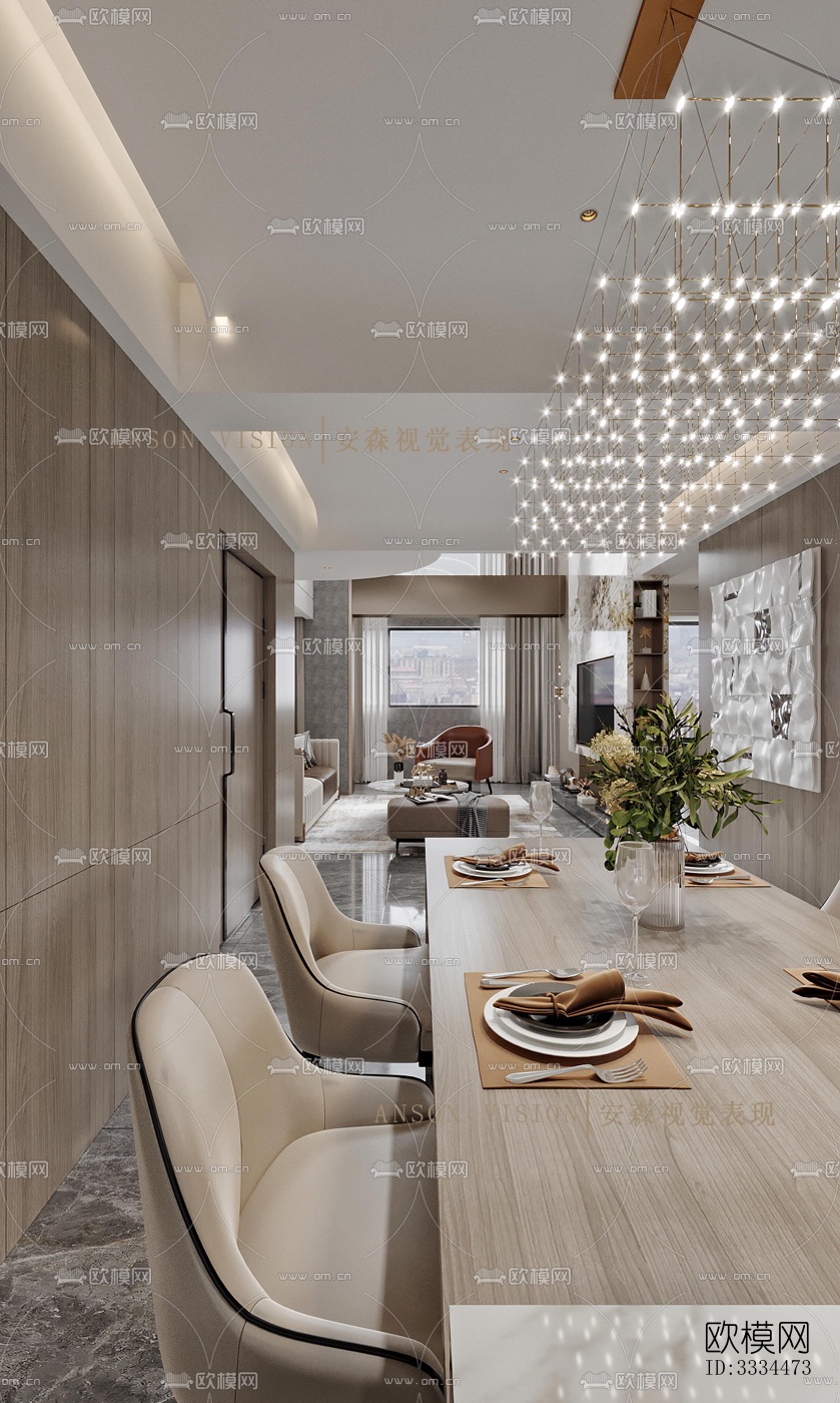 现代客厅效果图下载（渲染图3）