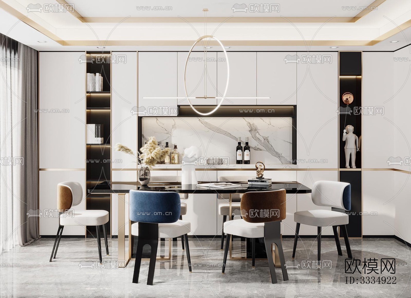 现代餐厅效果图下载（渲染图4）