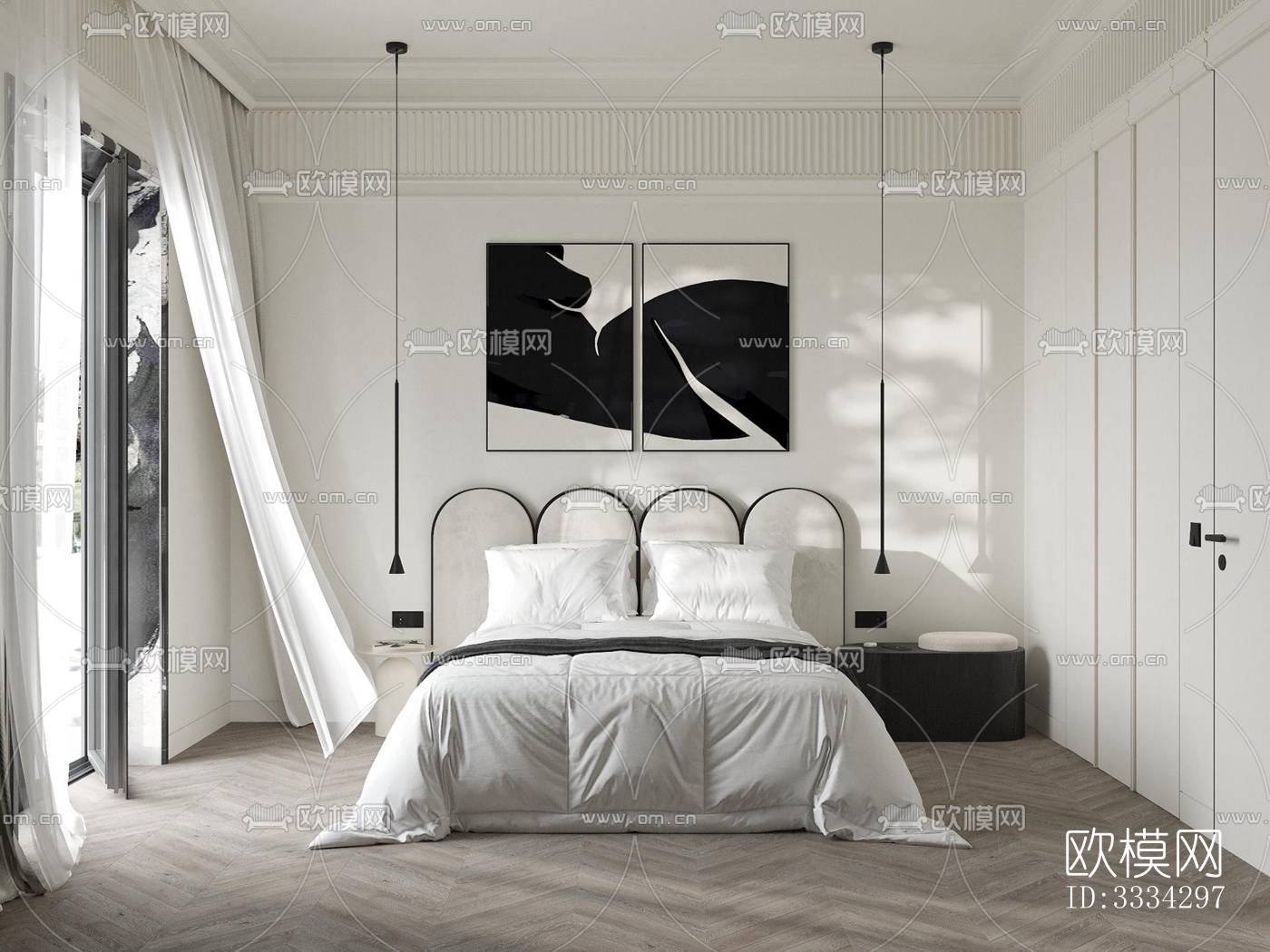 现代卧室效果图下载（渲染图10）