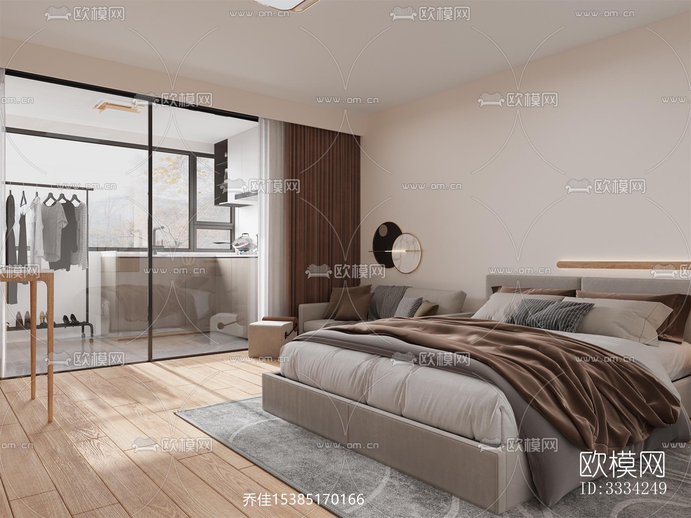 现代卧室效果图下载（渲染图2）