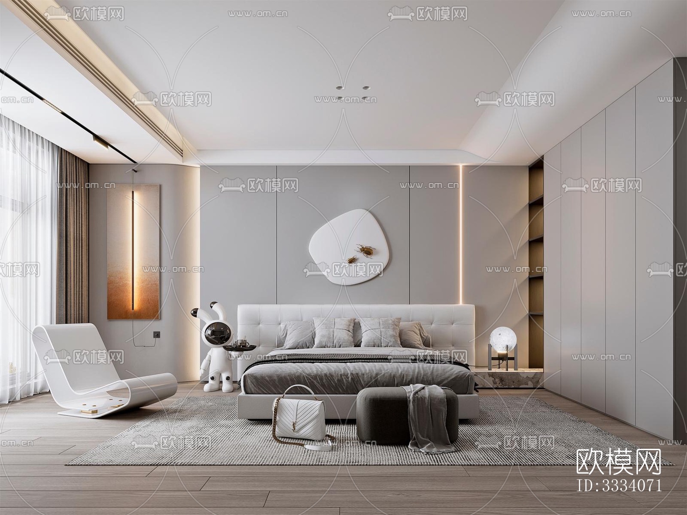 现代卧室效果图下载（渲染图7）
