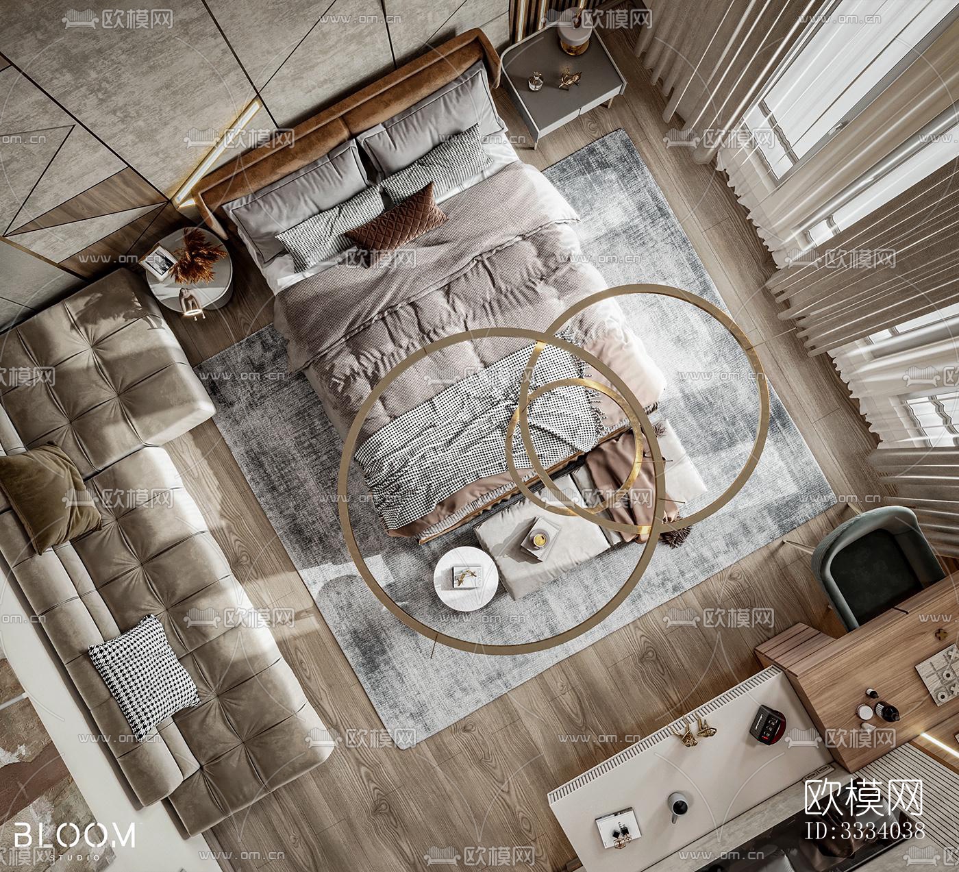 现代卧室效果图下载（渲染图7）