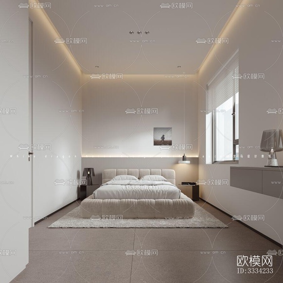 现代卧室效果图下载(渲染图3)