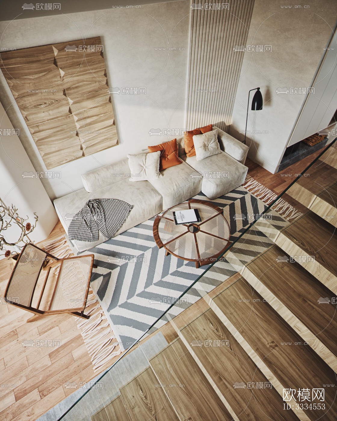 现代客厅效果图下载（渲染图4）