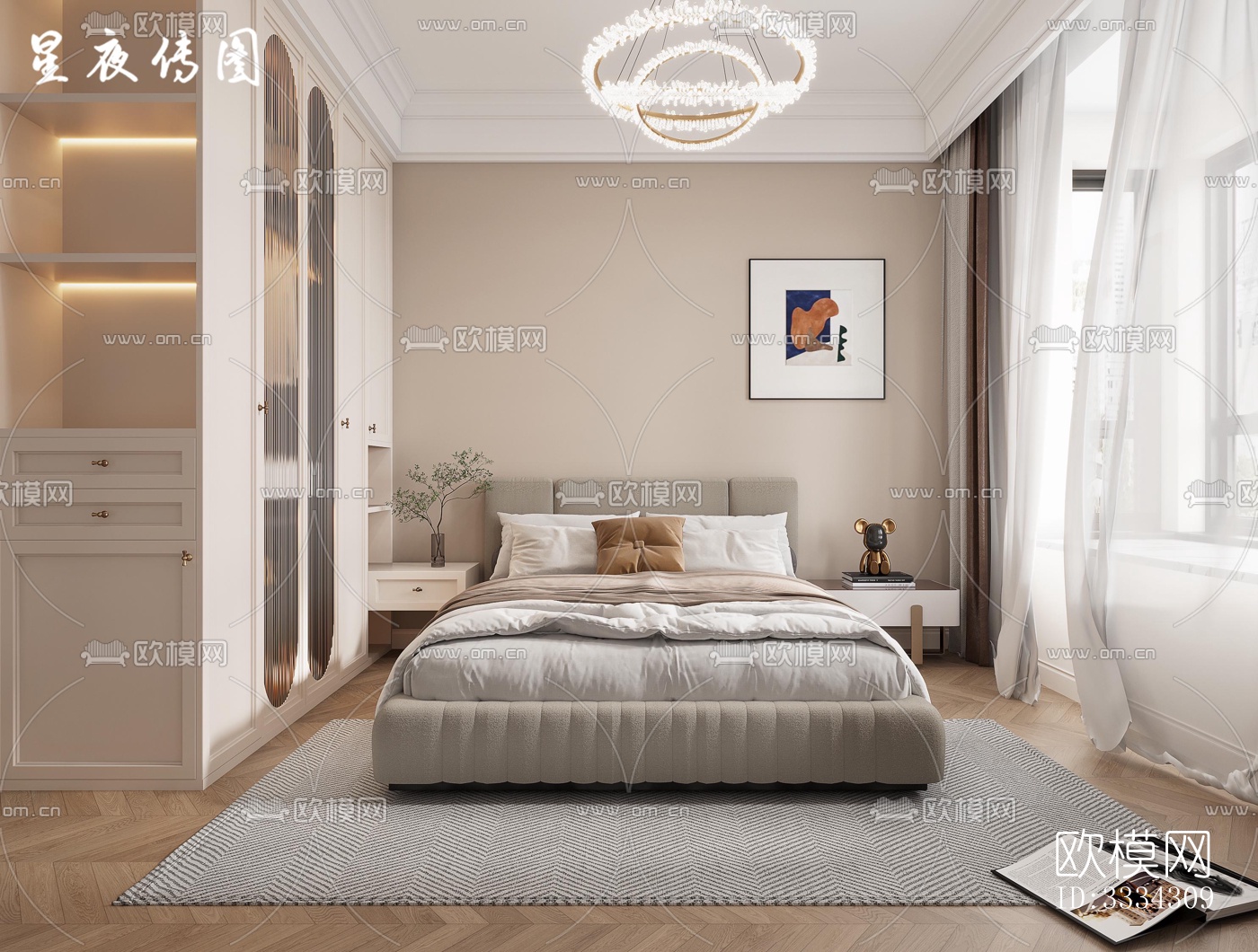 现代卧室效果图下载（渲染图4）