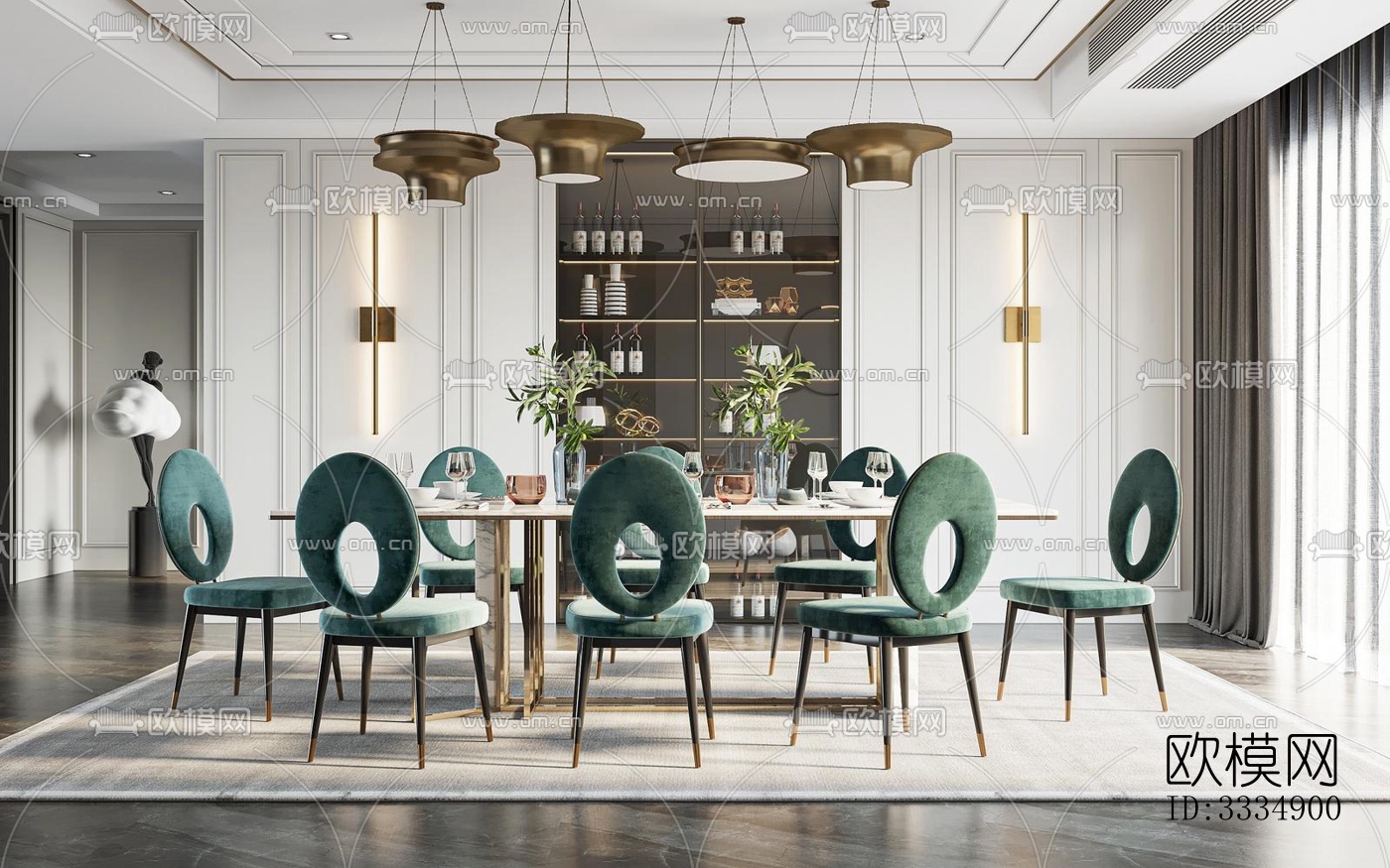 现代餐厅效果图下载（渲染图3）