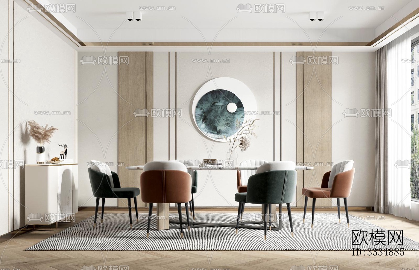 现代餐厅效果图下载（渲染图4）