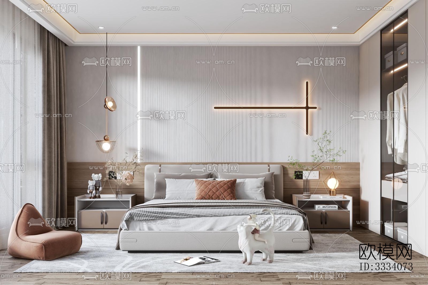 现代卧室效果图下载（渲染图2）
