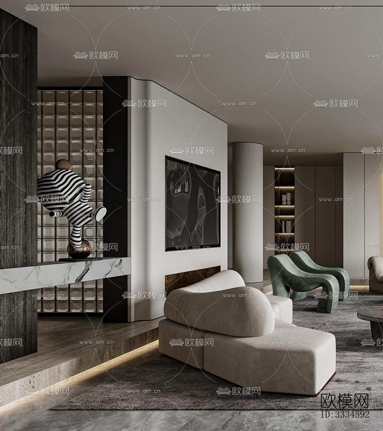 现代客厅效果图下载（渲染图9）