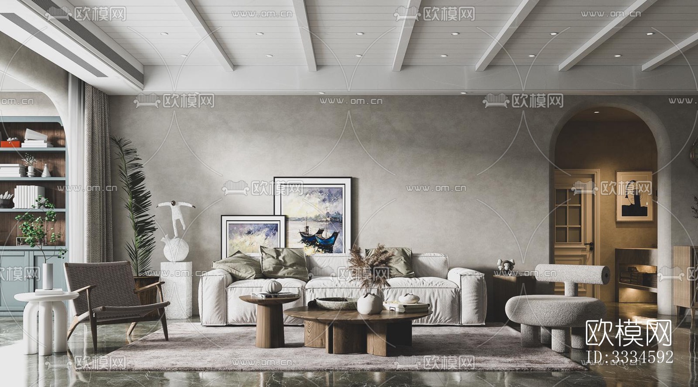 现代客厅效果图下载（渲染图16）