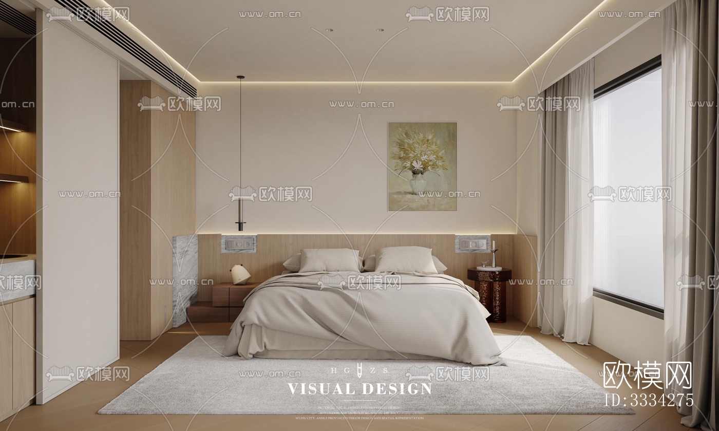 现代卧室效果图下载（渲染图1）