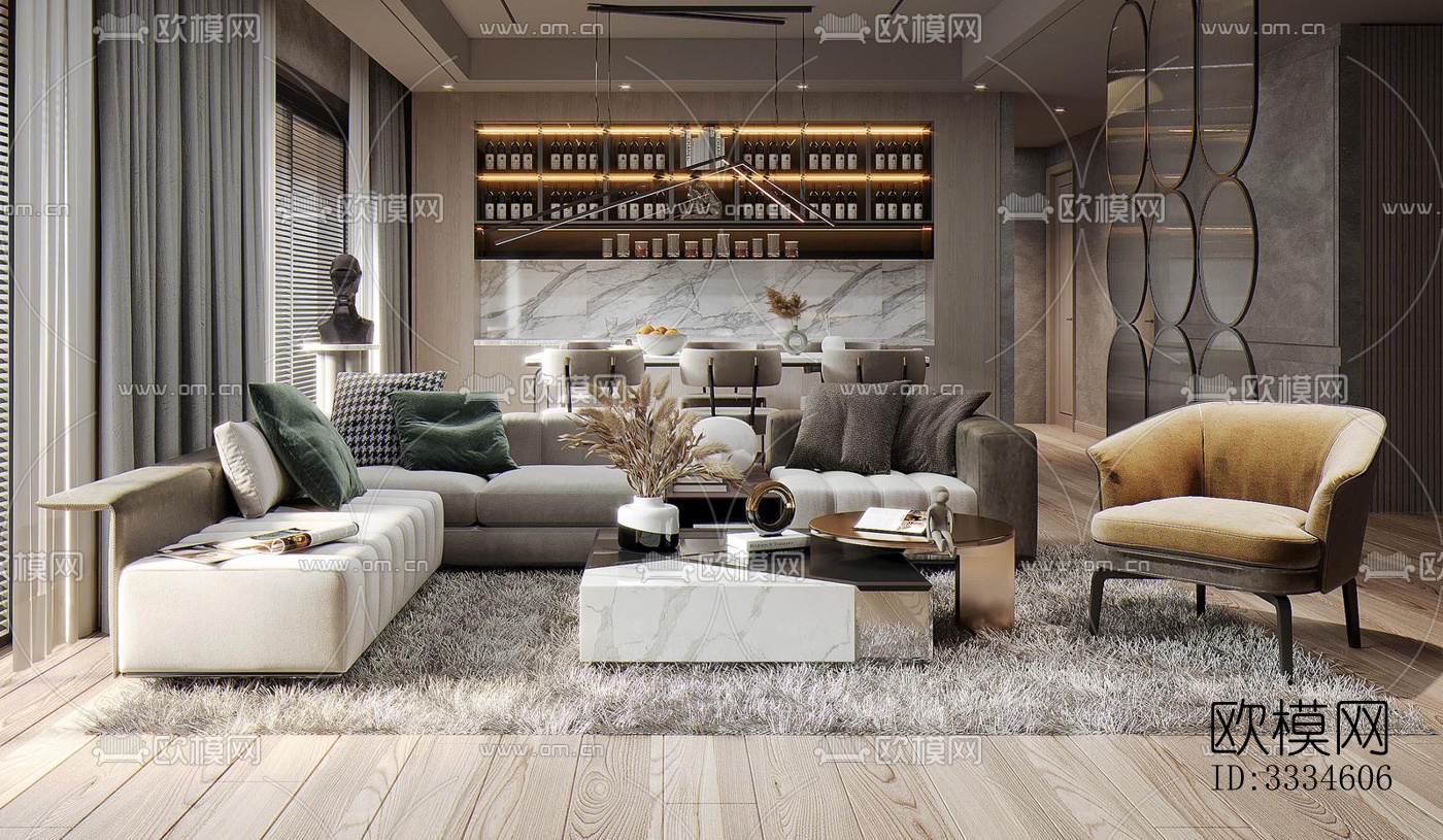 现代客厅效果图下载（渲染图1）