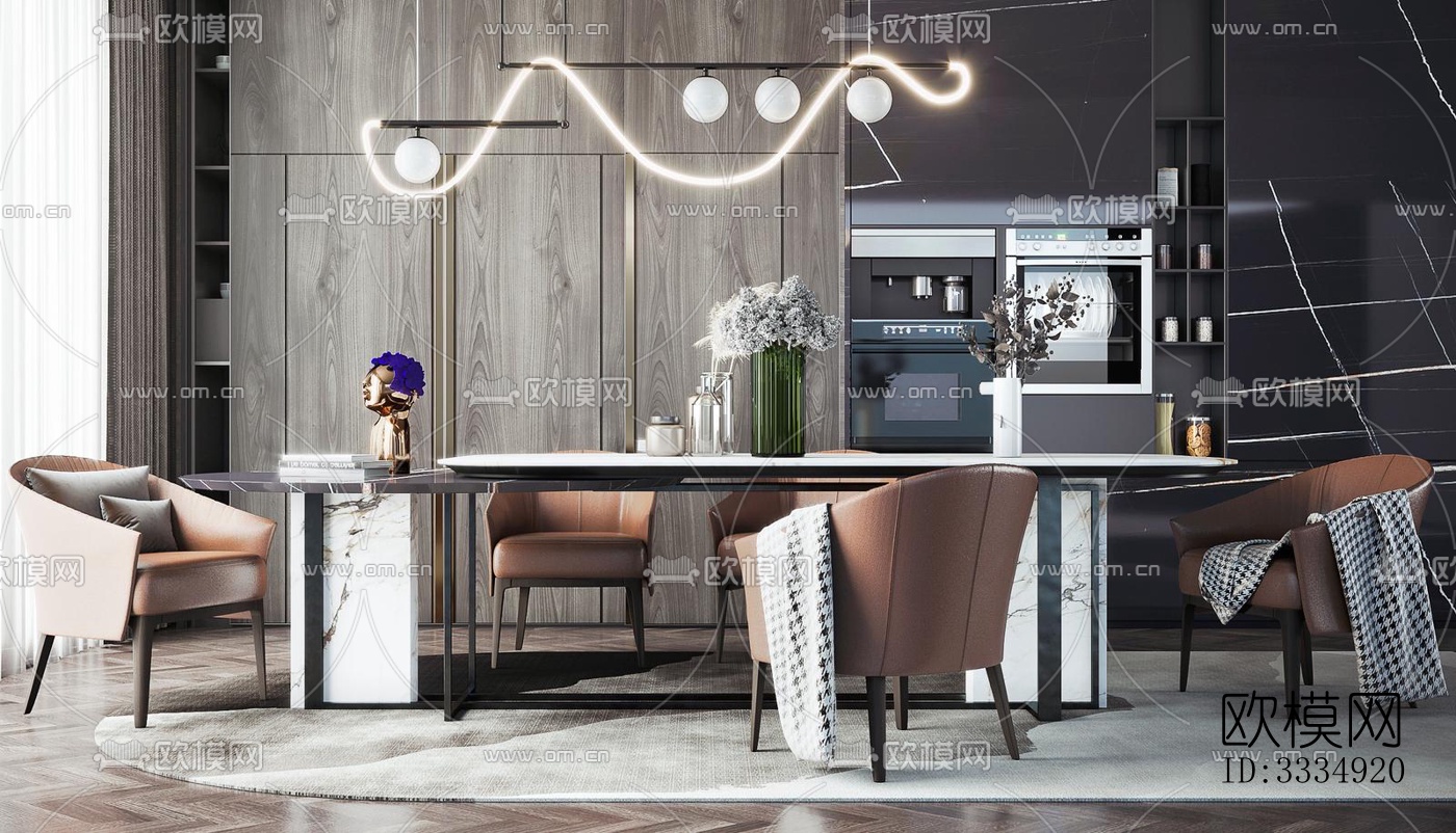 现代餐厅效果图下载（渲染图7）