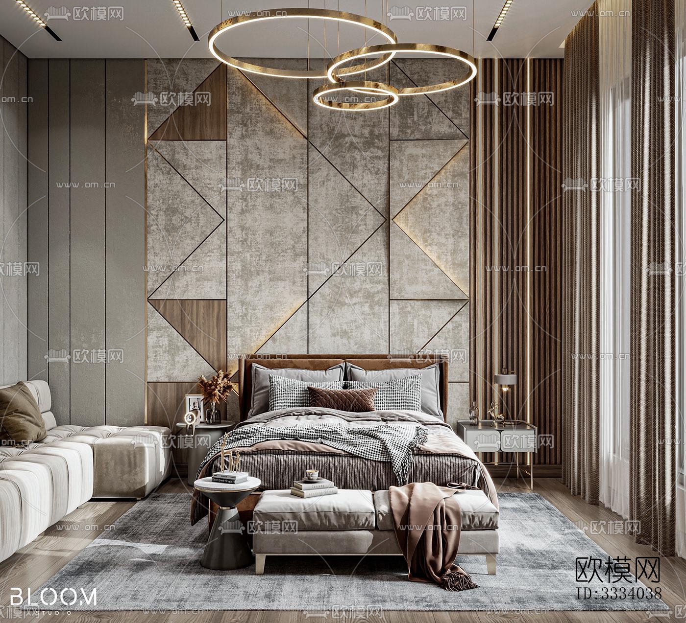 现代卧室效果图下载（渲染图2）