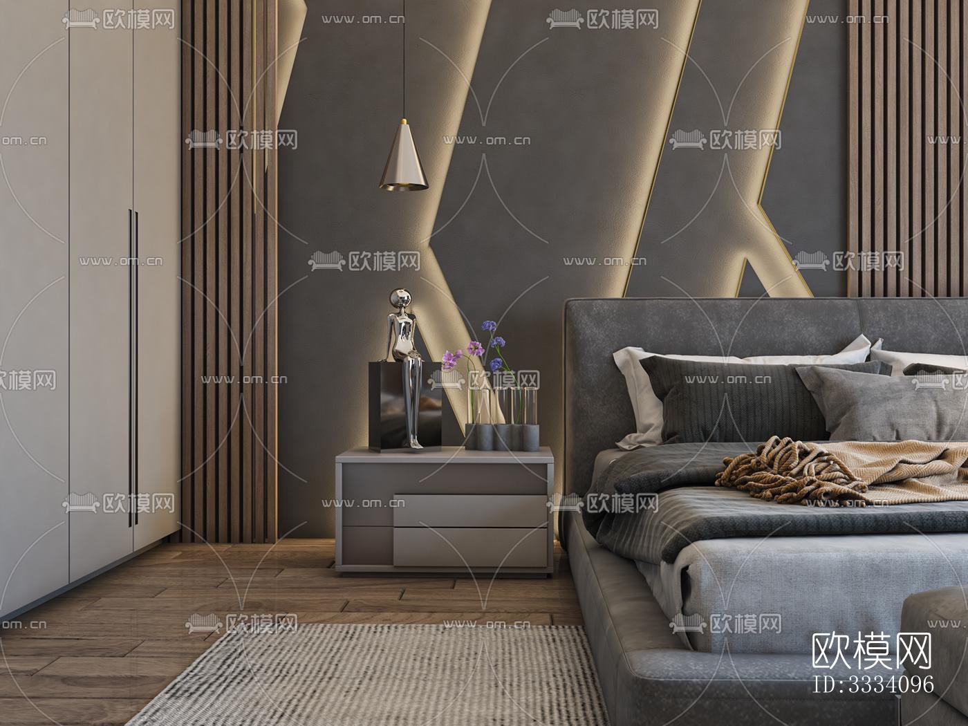 现代卧室效果图下载（渲染图6）
