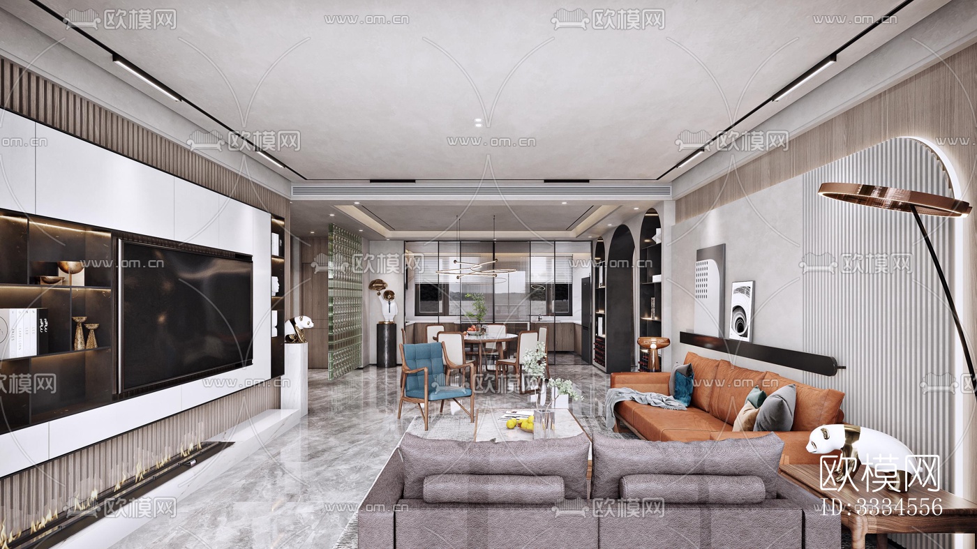 现代客厅效果图下载（渲染图4）