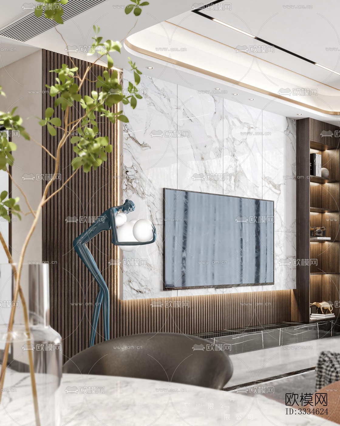 现代客厅效果图下载（渲染图4）