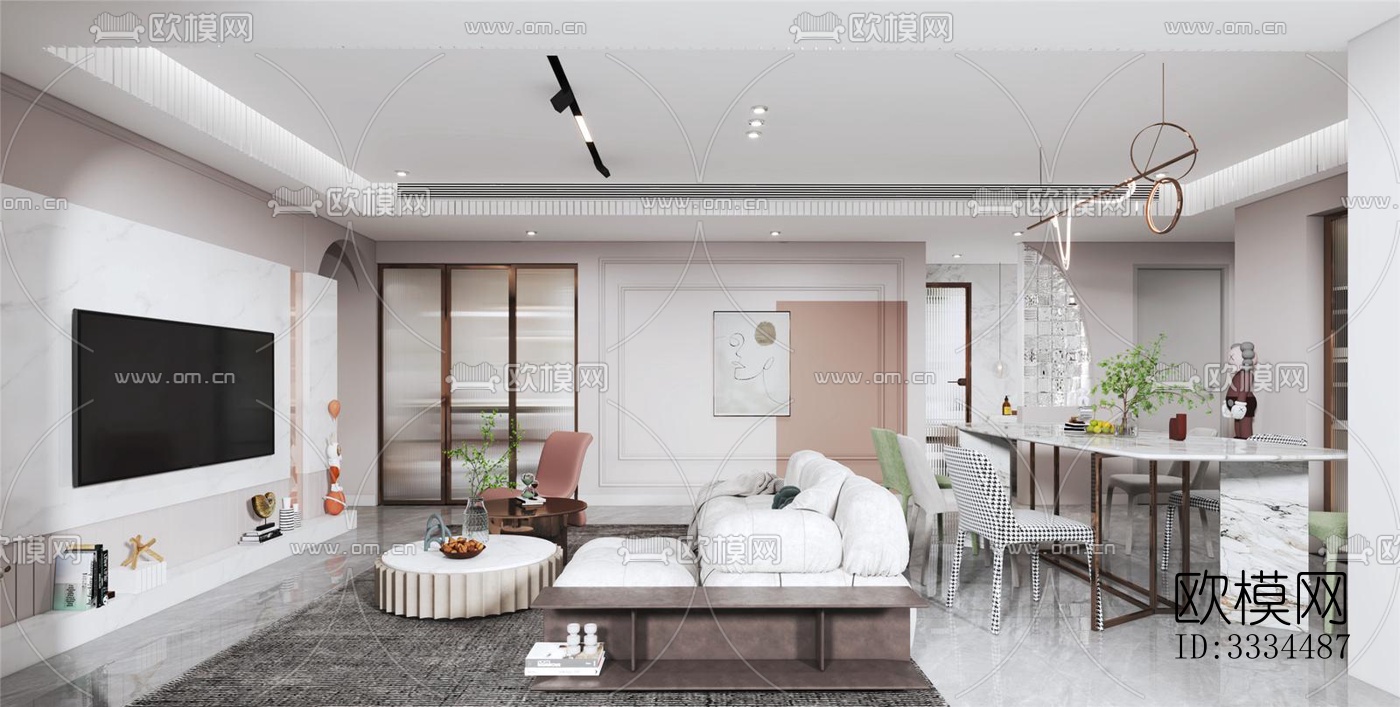 现代客厅效果图下载（渲染图3）