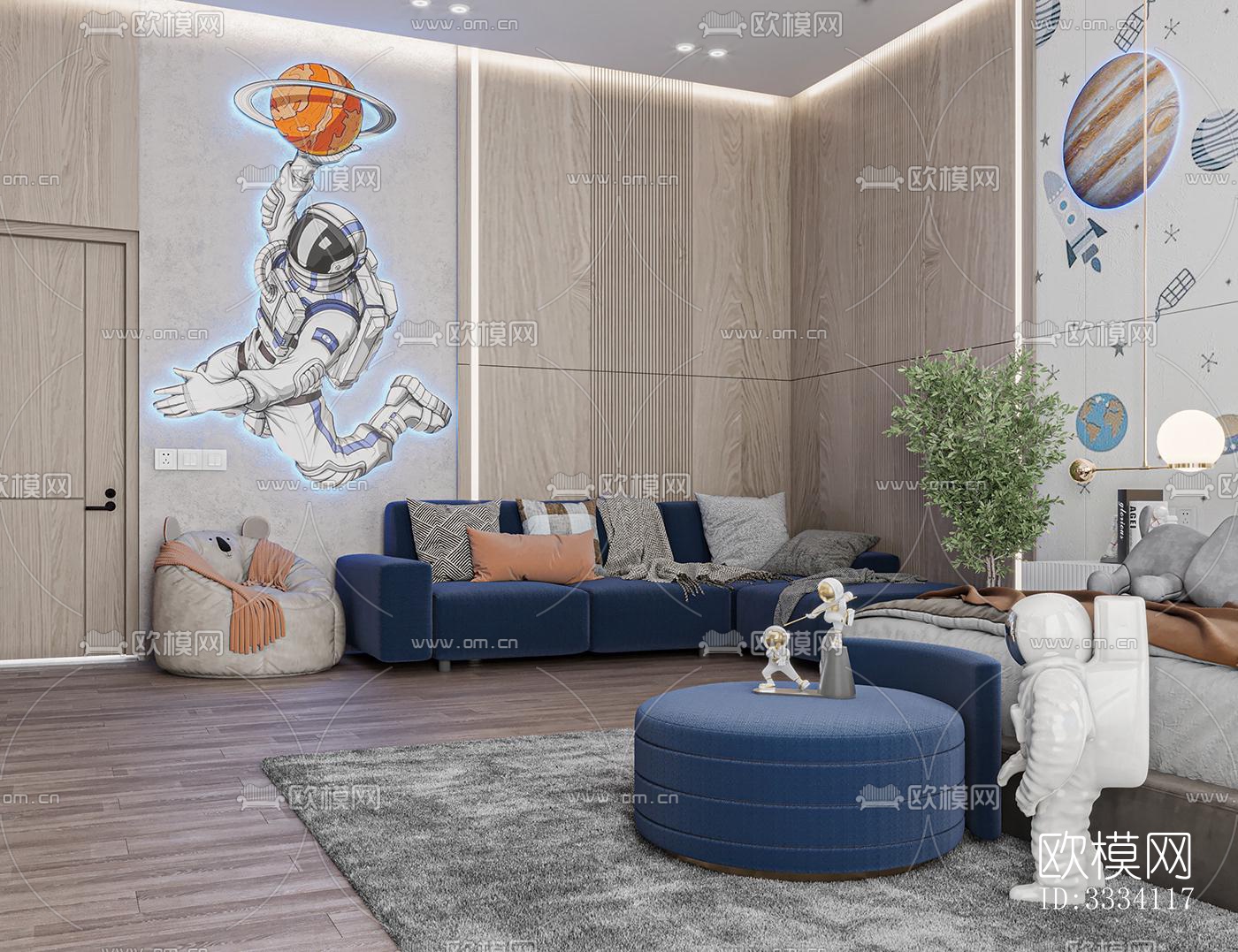 现代卧室效果图下载（渲染图3）