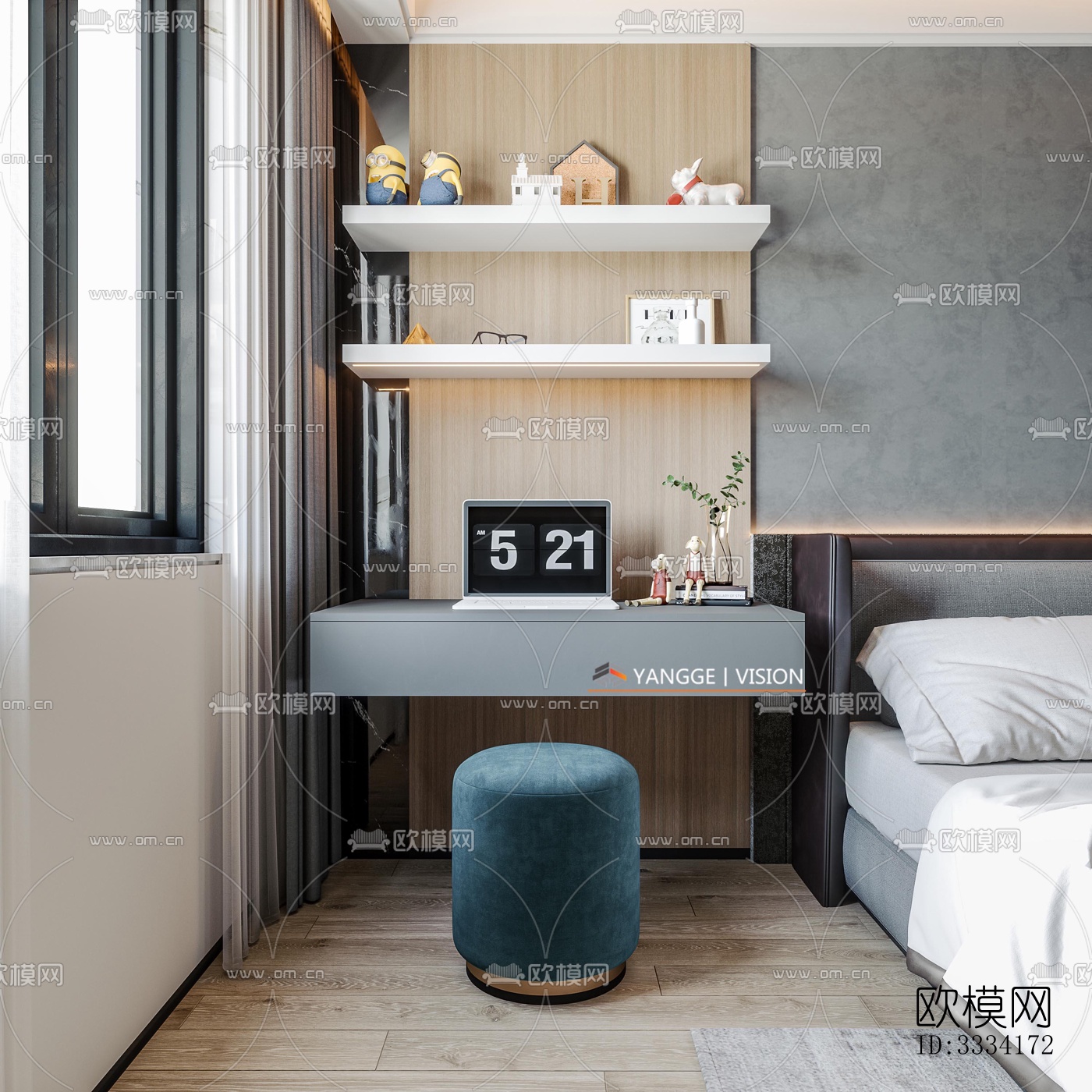 现代卧室效果图下载（渲染图11）