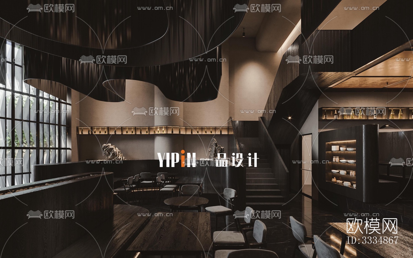 现代餐厅效果图下载（渲染图4）