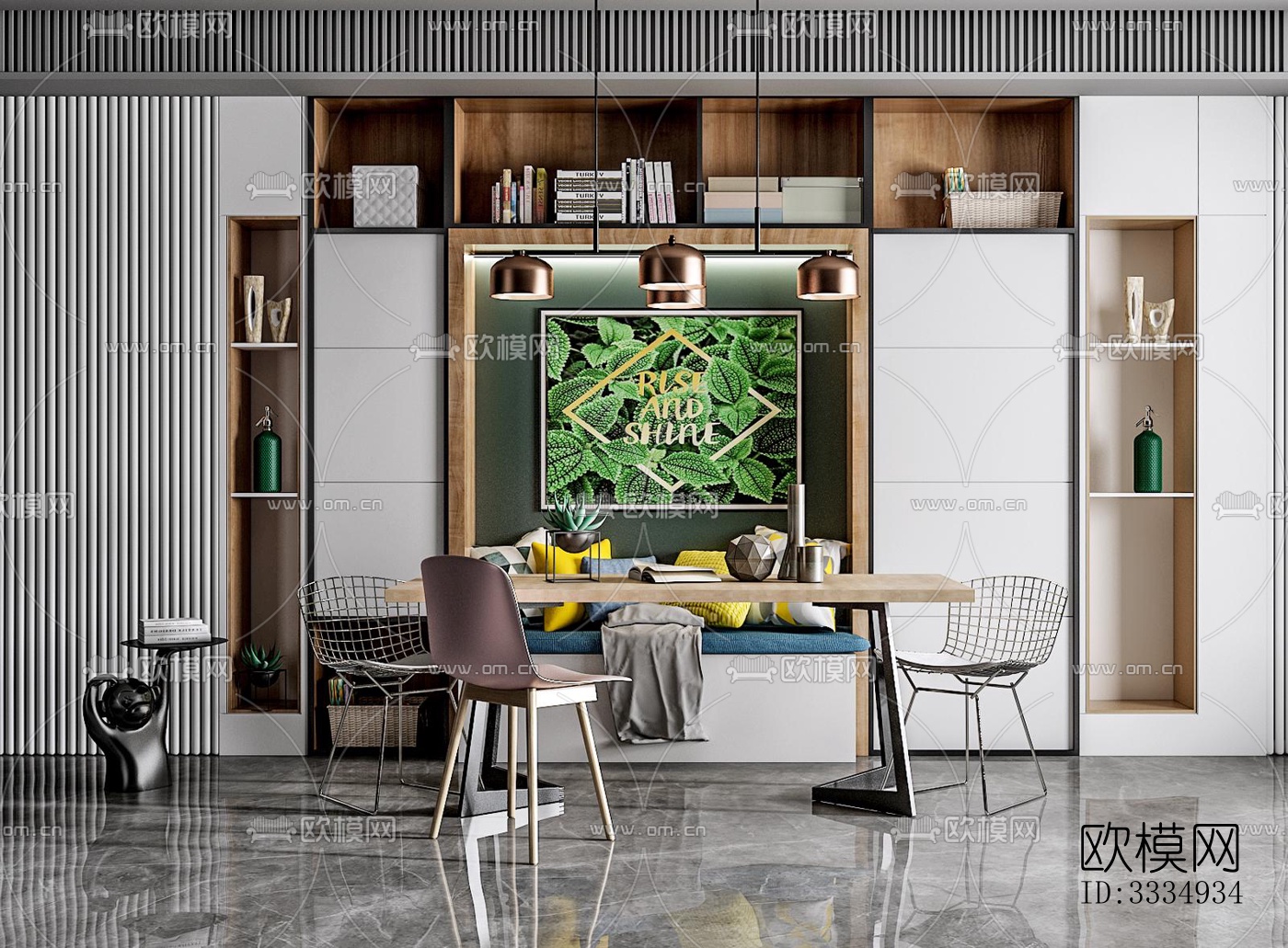 现代餐厅效果图下载（渲染图2）