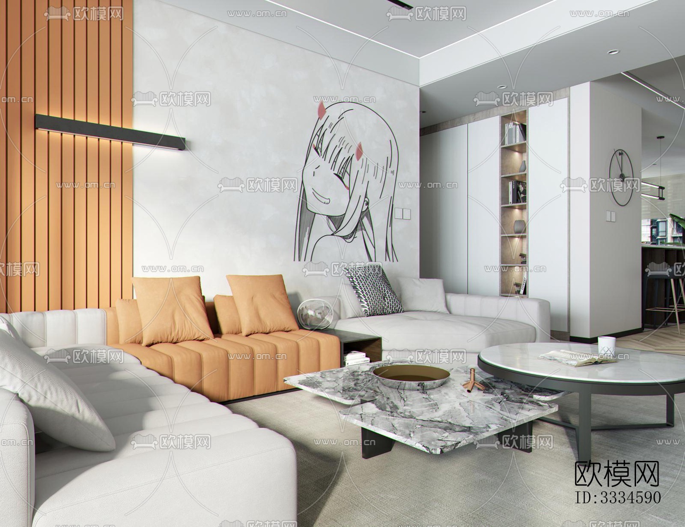 现代客厅效果图下载（渲染图5）