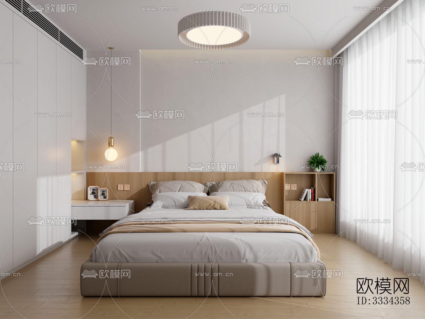 现代卧室效果图下载（渲染图4）