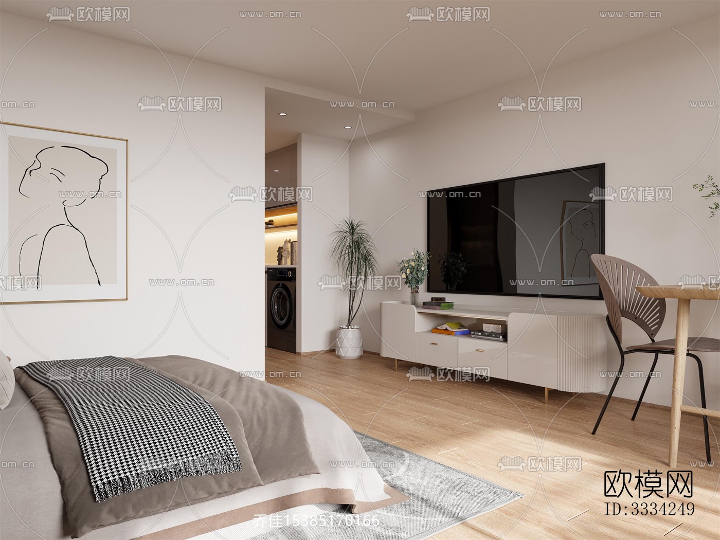 现代卧室效果图下载（渲染图7）