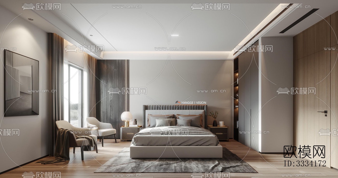 现代卧室效果图下载（渲染图10）