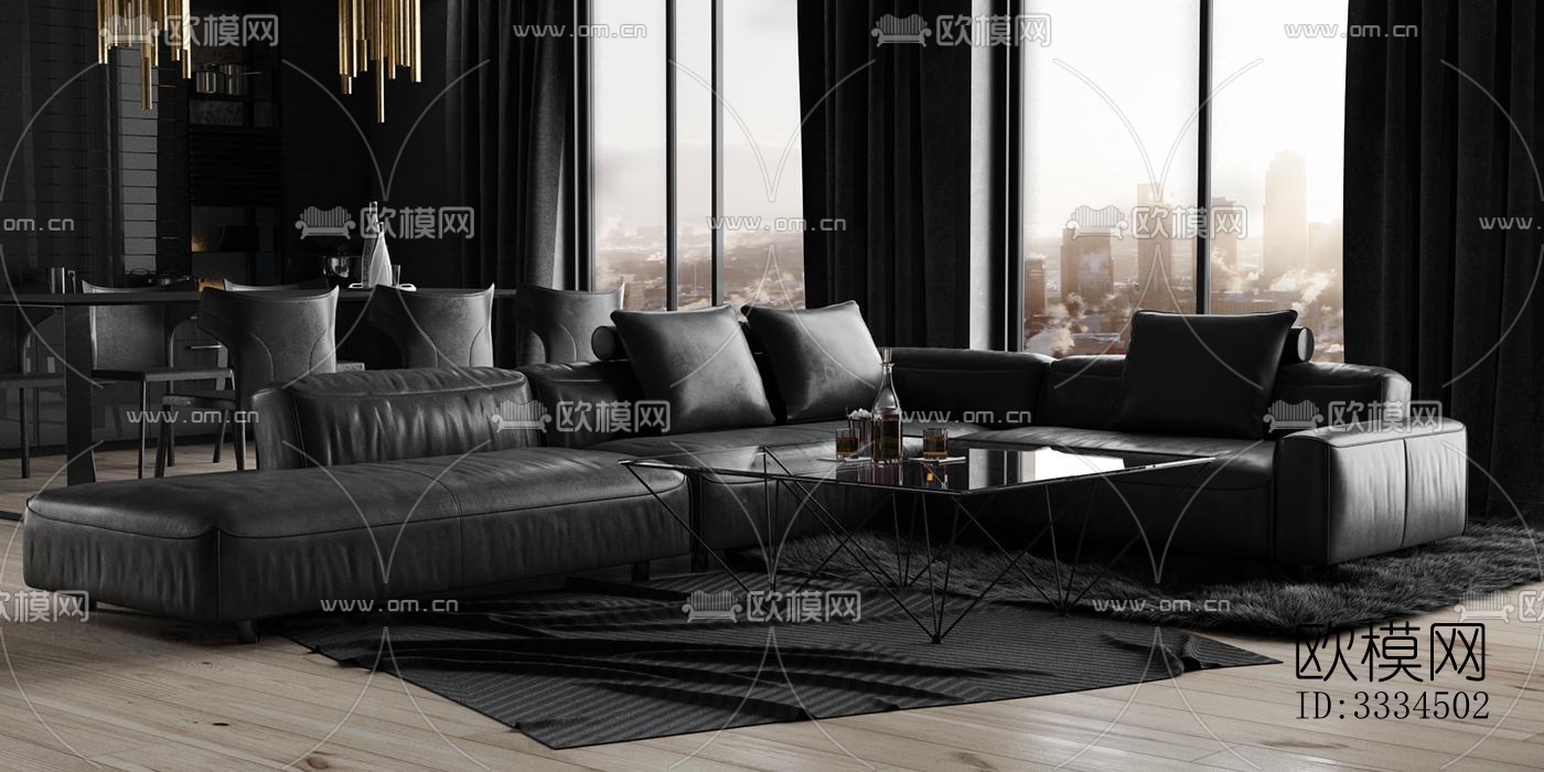 现代客厅效果图下载（渲染图7）