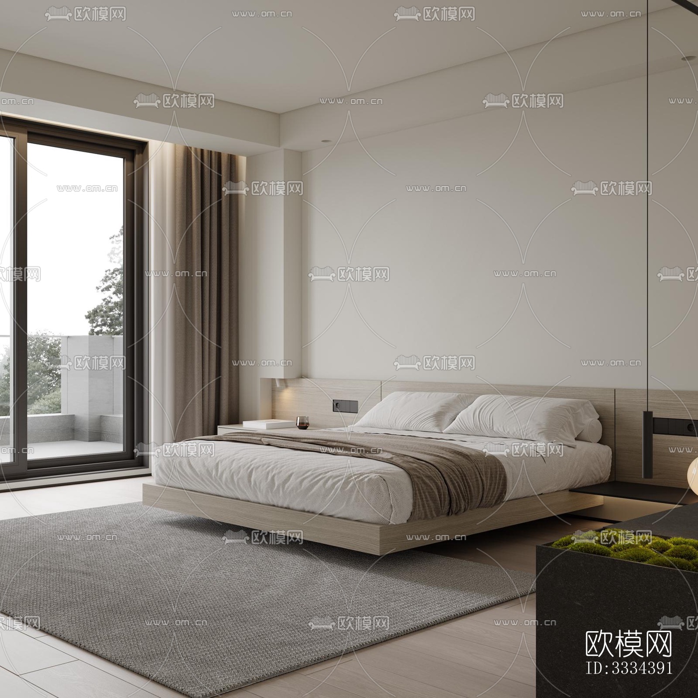 现代卧室效果图下载（渲染图8）