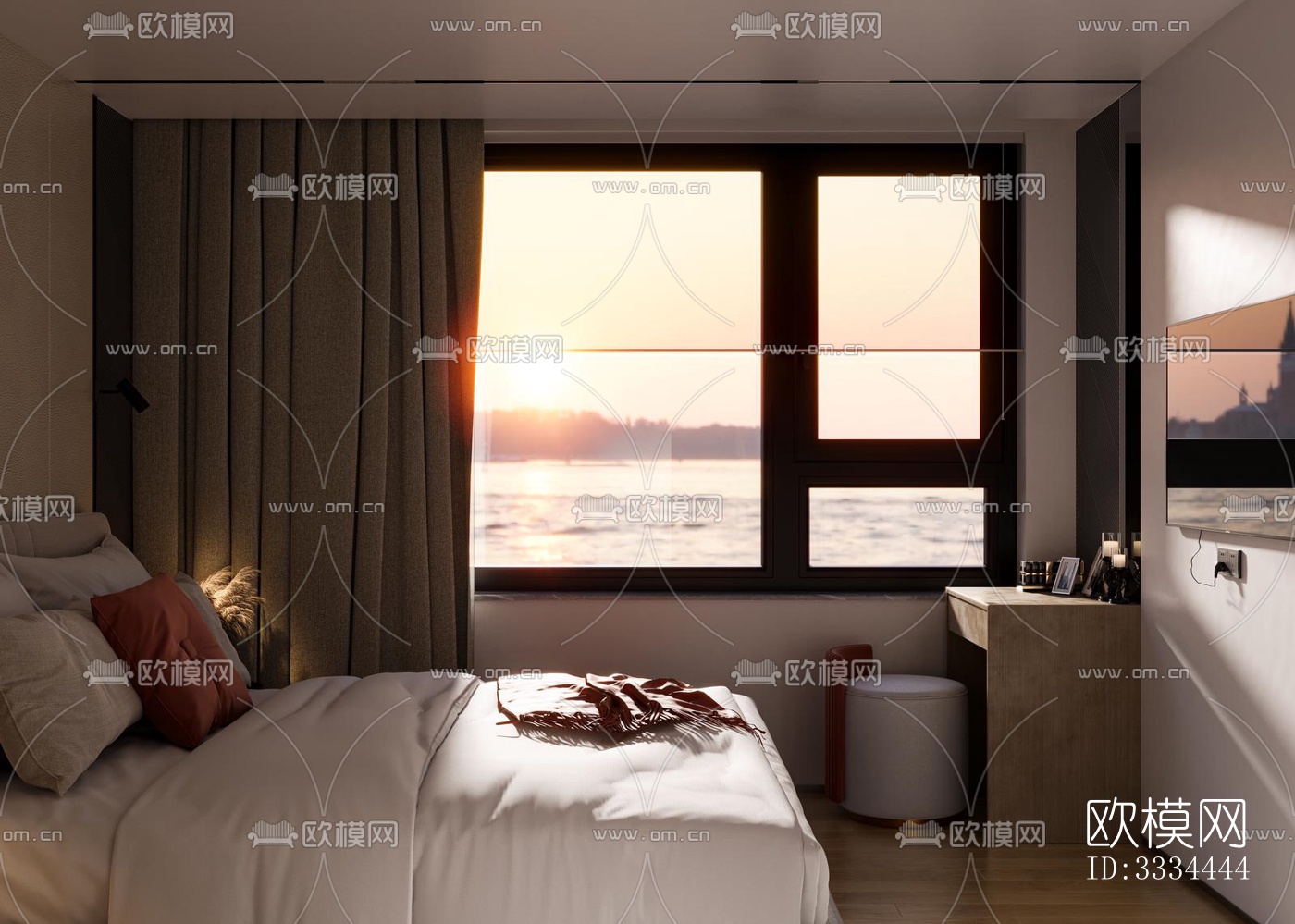 现代卧室效果图下载（渲染图7）