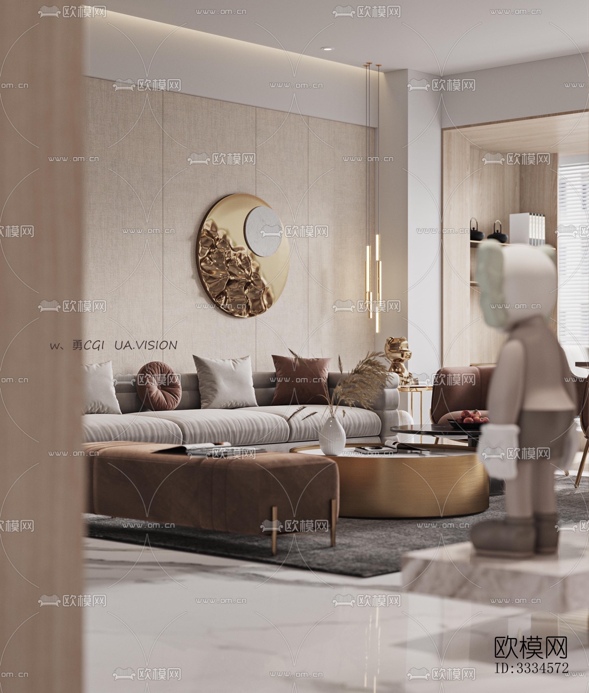 现代客厅效果图下载（渲染图2）