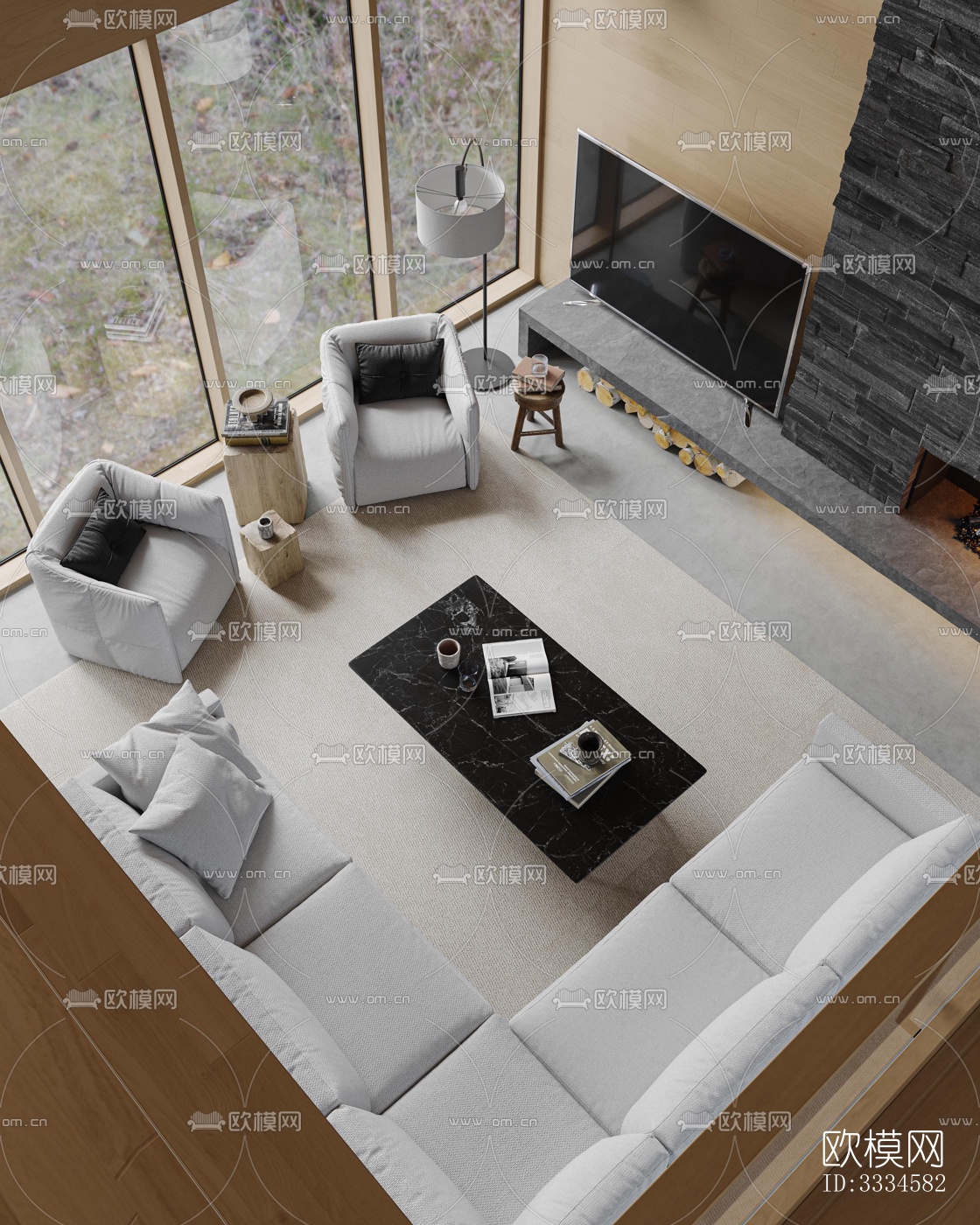 现代客厅效果图下载（渲染图10）