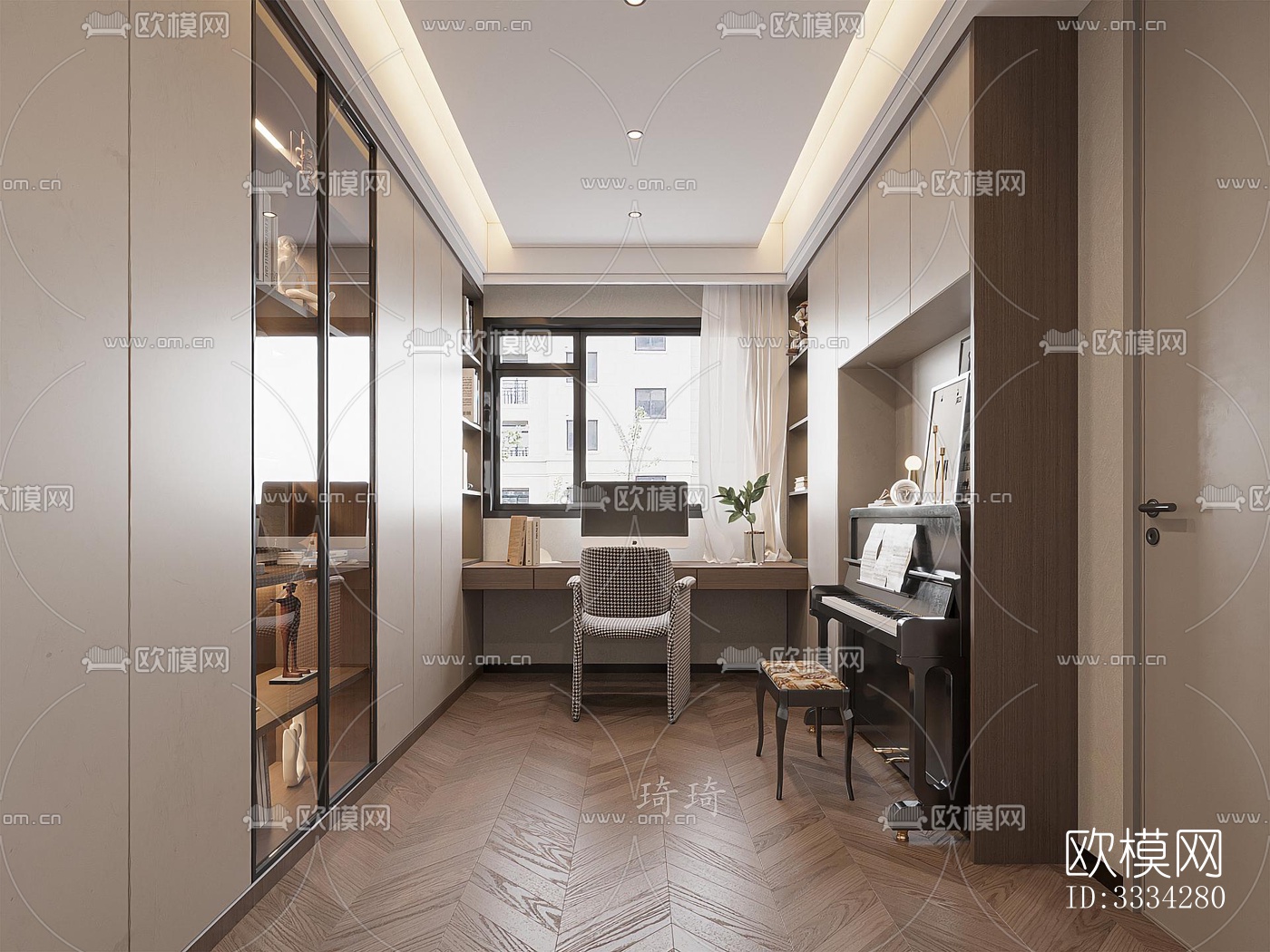 现代卧室效果图下载（渲染图3）