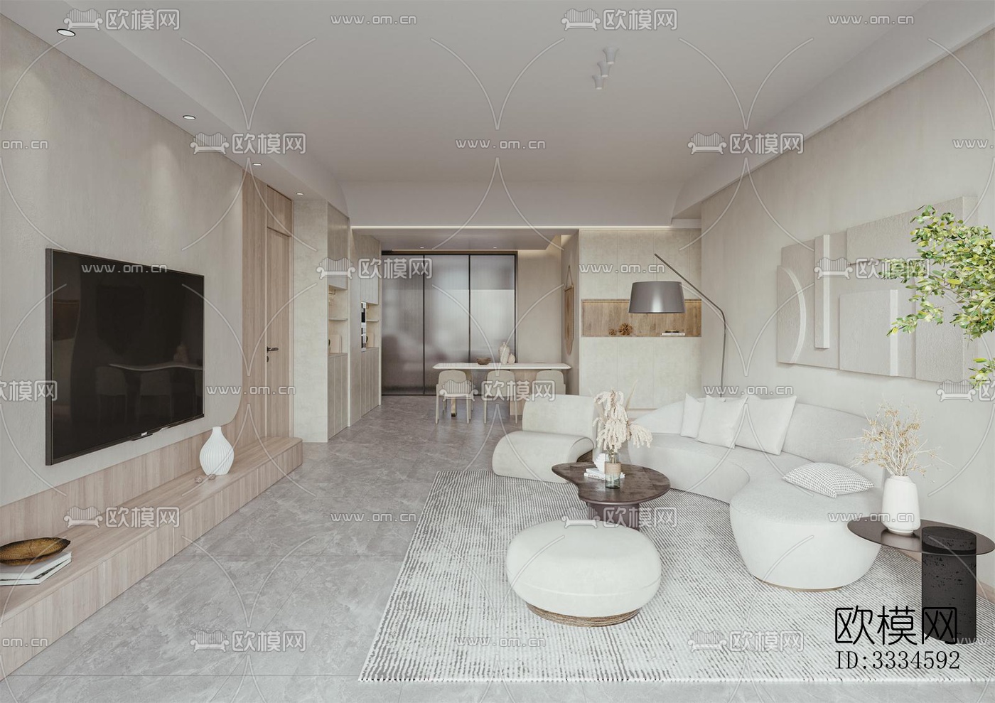 现代客厅效果图下载（渲染图10）