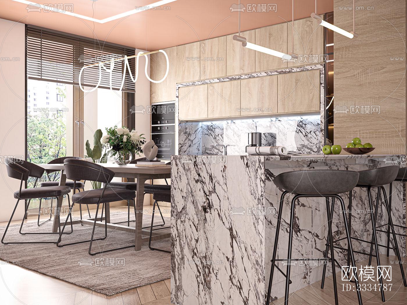 现代餐厅效果图下载（渲染图3）