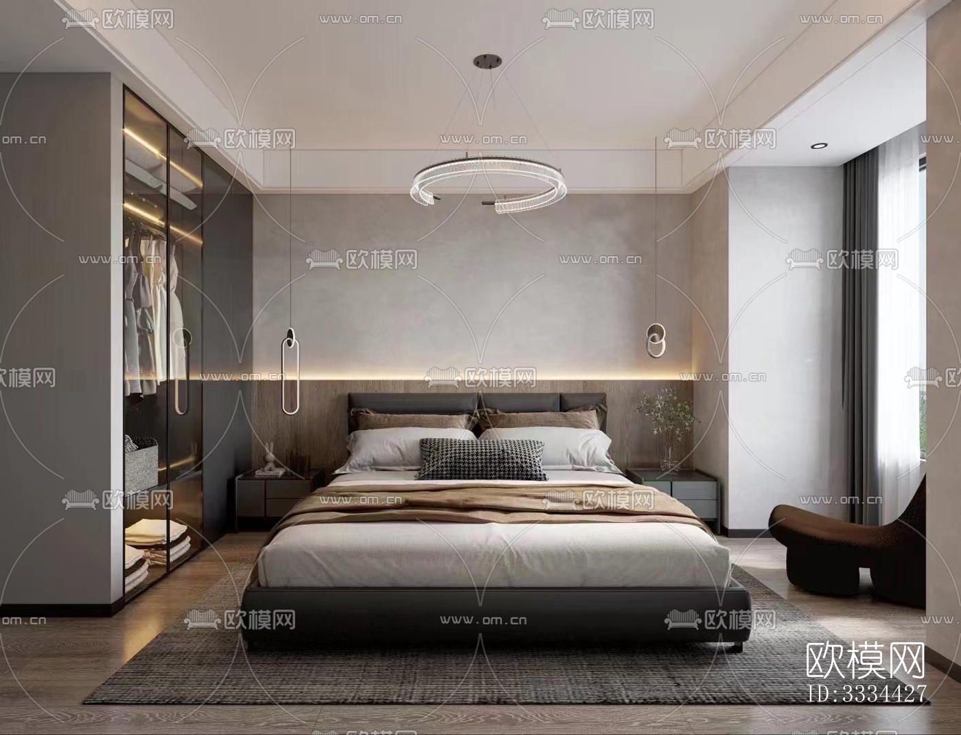 现代卧室效果图下载（渲染图2）