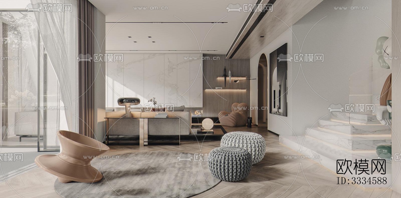 现代客厅效果图下载（渲染图5）