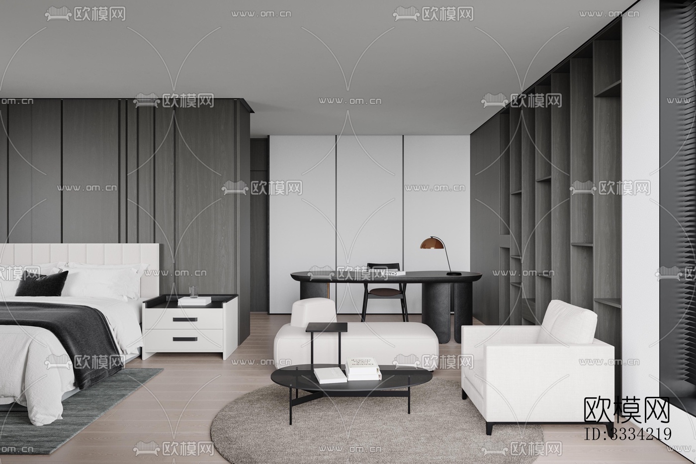 现代卧室效果图下载（渲染图1）