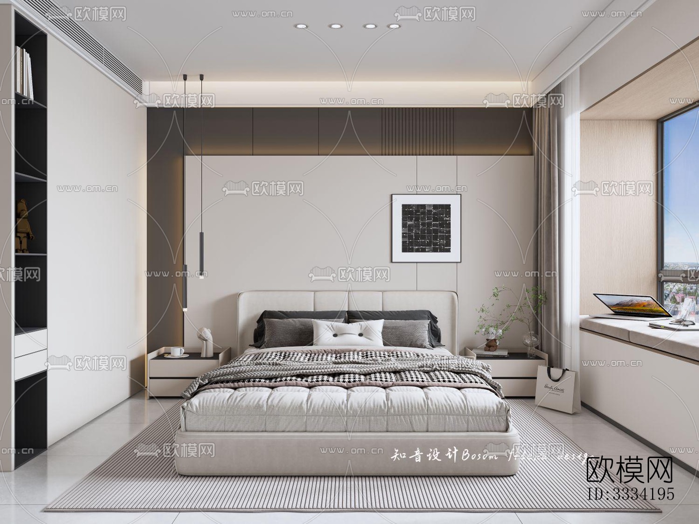 现代卧室效果图下载（渲染图1）