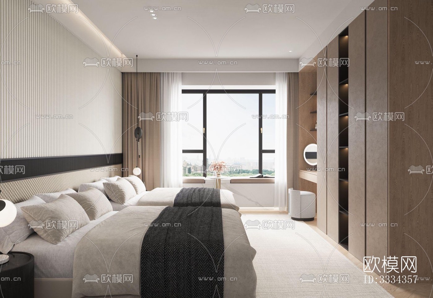 现代卧室效果图下载（渲染图8）
