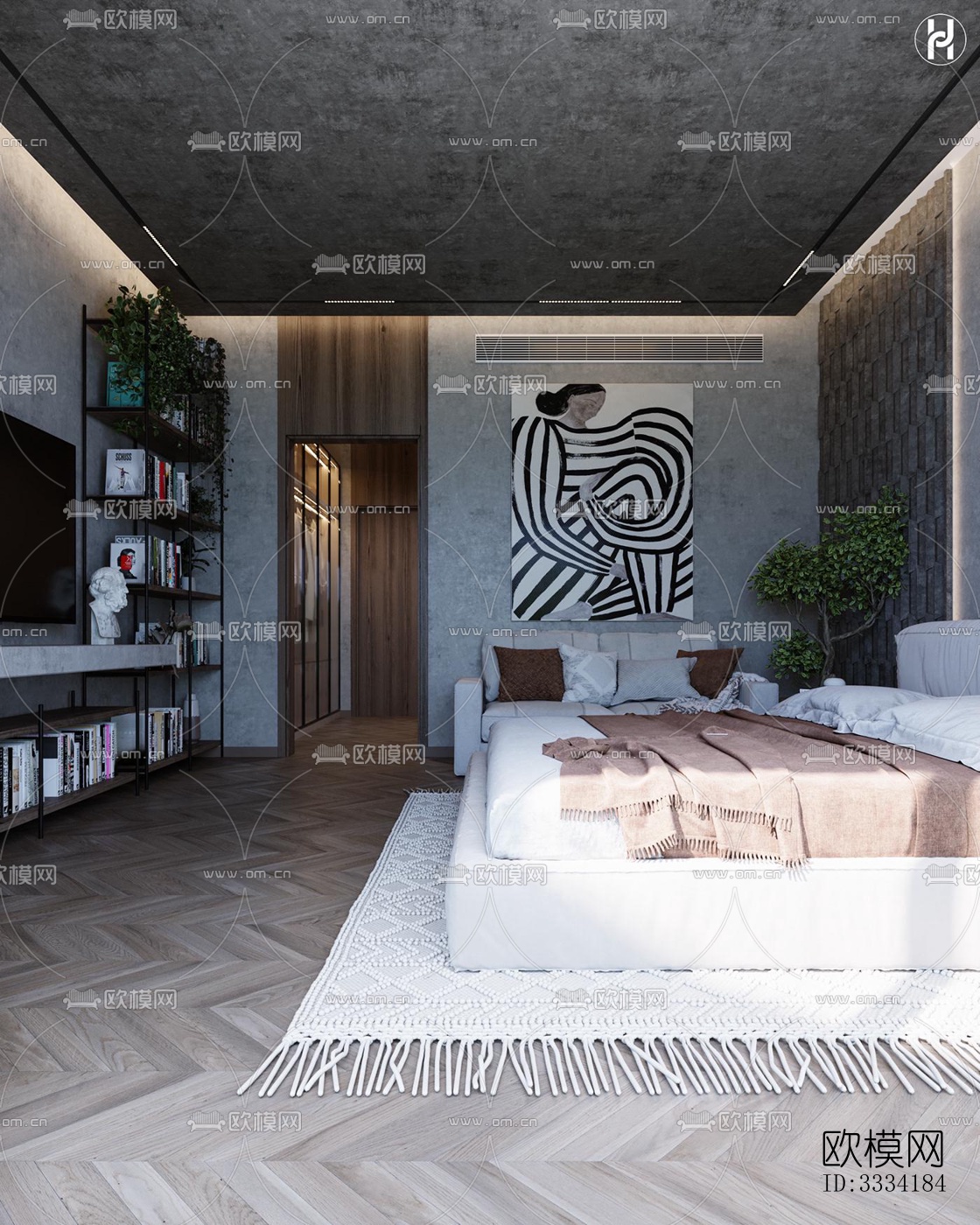 现代卧室效果图下载（渲染图6）