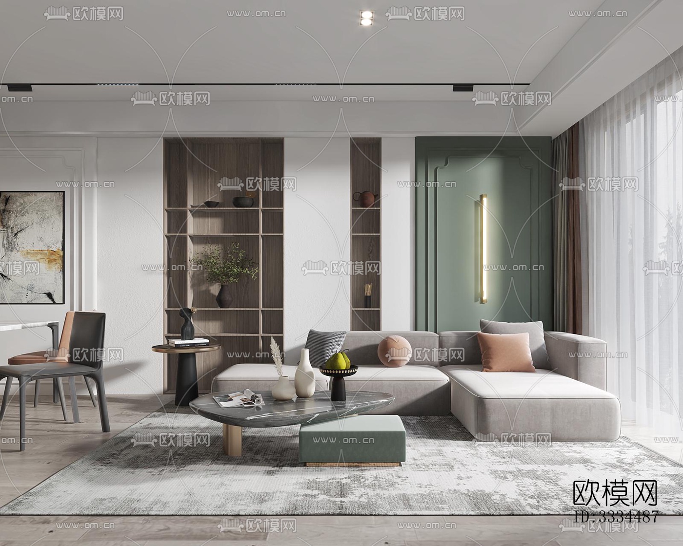 现代客厅效果图下载（渲染图9）