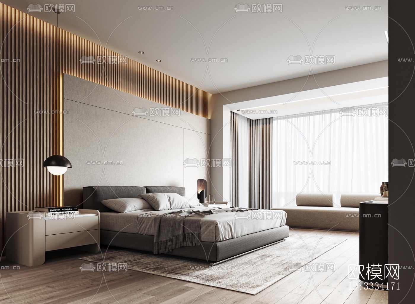 现代卧室效果图下载（渲染图4）