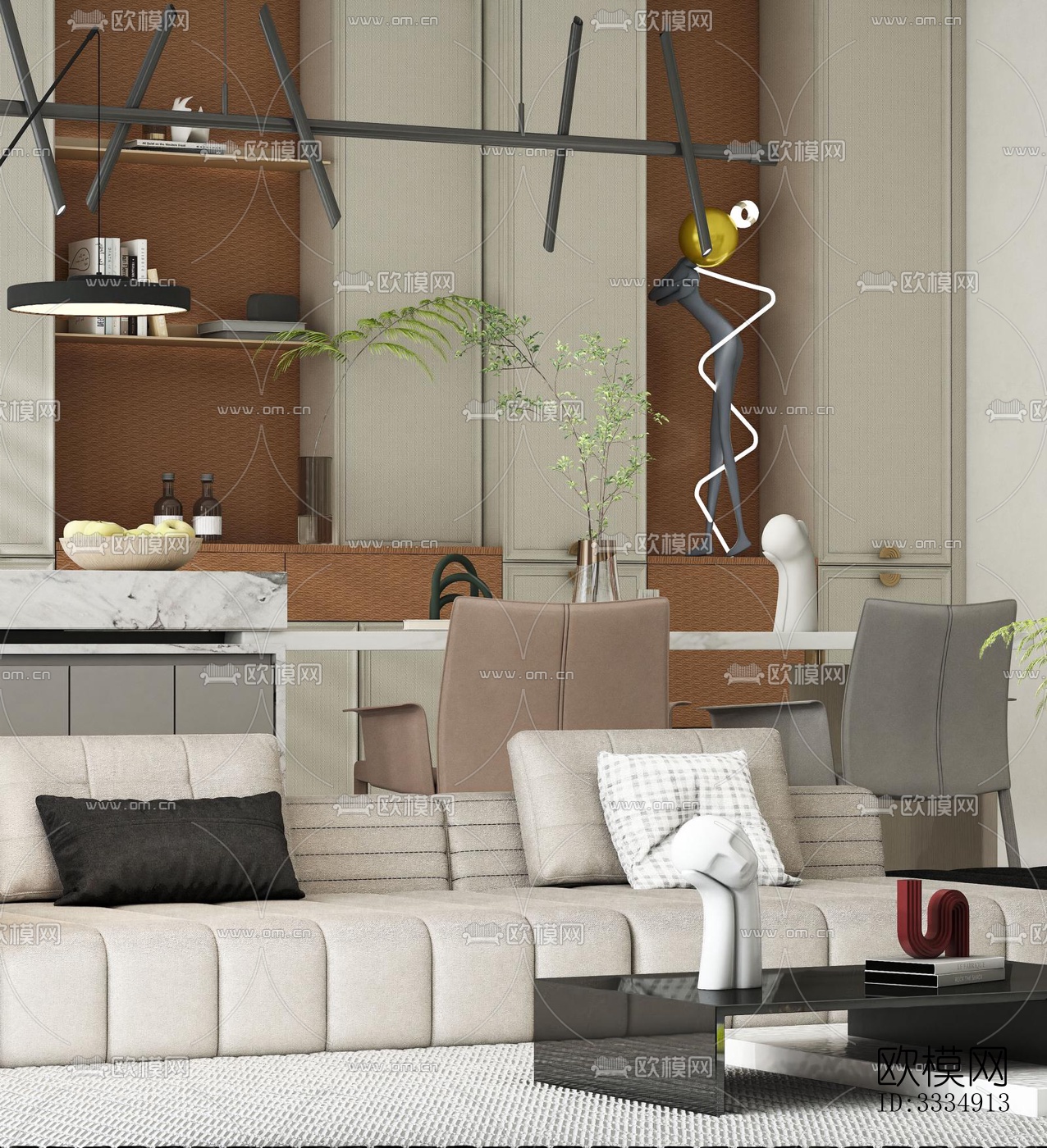 现代餐厅效果图下载（渲染图6）